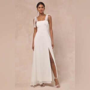 Lulus Radiant Romance White Tie-Strap Maxi Dress